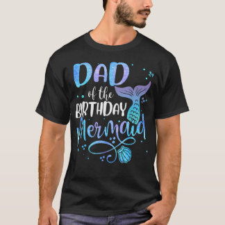 誕生日を迎えた人のお父さん、サメに囲まれた人魚ファミリーパーティー Tシャツ