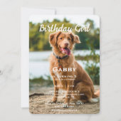 誕生日を迎えた女の子のペットの写真 誕生日パーティー 招待状 (正面)
