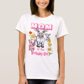誕生日を迎えた女の子のママ 農場の動物パーティー Tシャツ (正面)