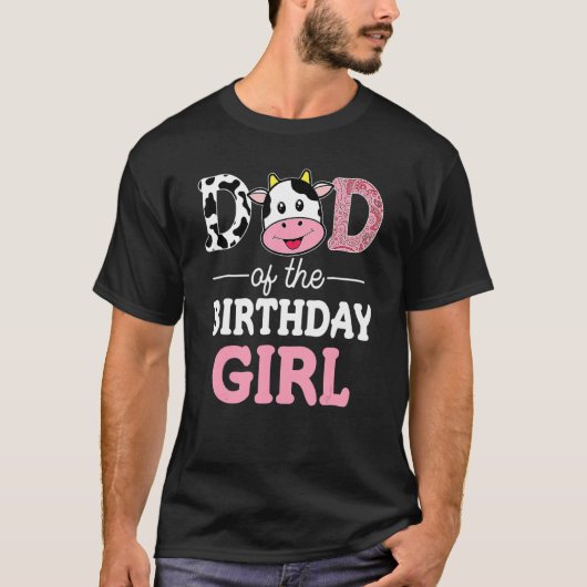 誕生日を迎えた娘のパパ 牧場の牛 お父さん パパ 初めての Tシャツ (正面)