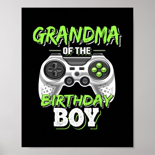 誕生日を迎えた少年とお揃いのビデオゲームのおばあちゃん ポスター (正面)