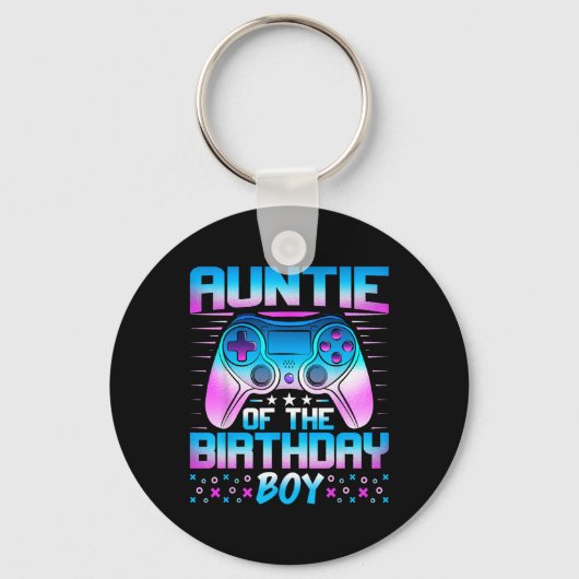 誕生日を迎えた少年を祝うおばさん - ビデオゲーム兄弟 キーホルダー (正面)