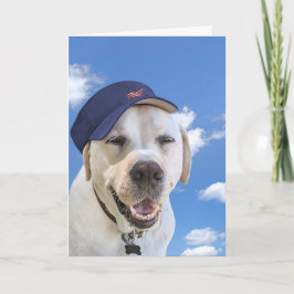 誕生日を迎えた帽子をかぶった犬 カード