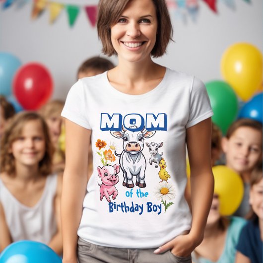 誕生日を迎えた王子様のお母さん ファームアニマルパーティー Tシャツ