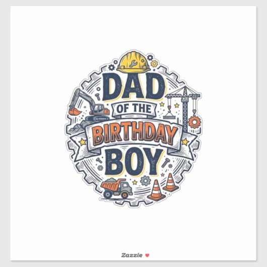 誕生日を迎えた男の子の建設作業服のお父さんTシャツデザイン シール (シート)