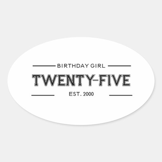 誕生日を迎える女の子 楕円形シール (正面)