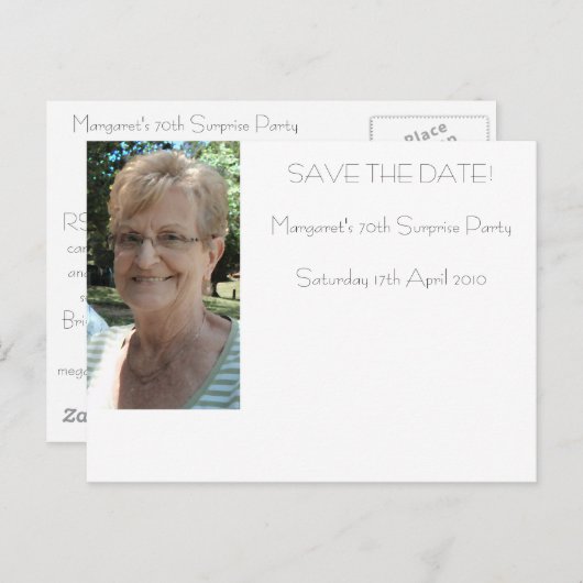 誕生日を除く70歳の誕生日 案内ポストカード (正面/裏面)