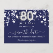 誕生日を除く80th誕生日パーティー海軍の青い星 案内ポストカード (正面)