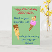 誕生日アイスおもしろいクリームスプレッルユーモアかわいい カード (黄色い花)