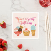 誕生日アイスクリームイラストレーション スタンダードカクテルナプキン (インサイチュ)