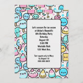 誕生日アイスクリームコーンとポプシクルドードル 招待状 (正面/裏面)