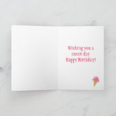 誕生日アイスクリームコーンフラワーグリーティングカード カード (内部)