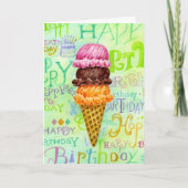誕生日アイスクリームコーン3スクップスカード カード (正面)