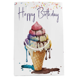 誕生日アイスクリームコーン ミディアムペーパーバッグ