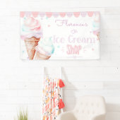 誕生日アイスクリームショップパステルピンク 横断幕 (インサイチュ)