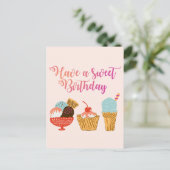 誕生日アイスクリーム&サンデガーリーイラストレーション ポストカード (スタンド正面)