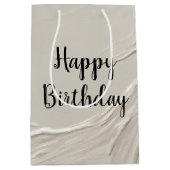 誕生日アイボリー抽象芸術テクスチャデザイン ミディアムペーパーバッグ (正面)