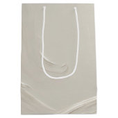 誕生日アイボリー抽象芸術テクスチャデザイン ミディアムペーパーバッグ (裏面)