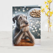 誕生日アイリッシュウルフハウンドの骨の夢 カード (黄色い花)