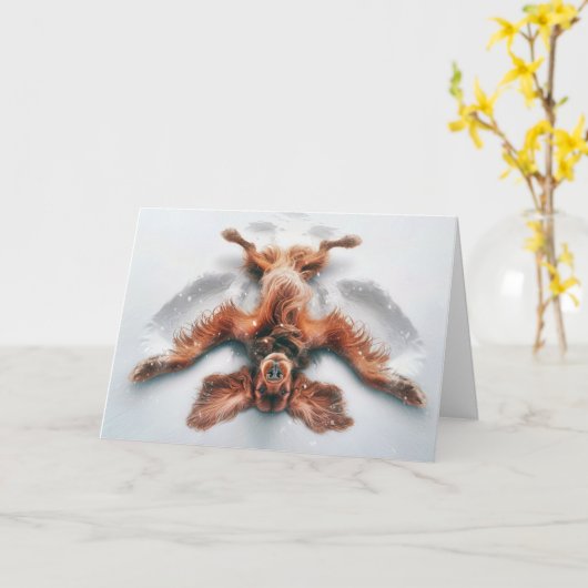 誕生日アイリッシュセッタースノーエンジェル カード (黄色い花)