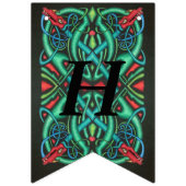 誕生日アイリッシュ華美ケルト結び目模様レッドドラゴンヘッド バンティングフラッグ (第1の旗)