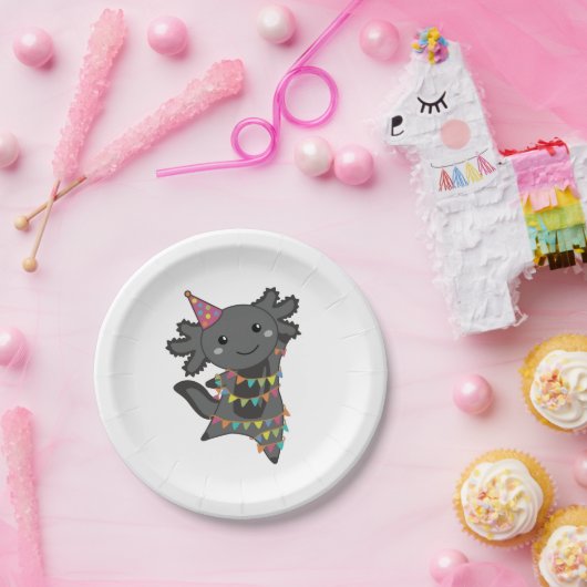 誕生日アクソロトルガーランド大人の布顔マスク ペーパープレート (パーティー)