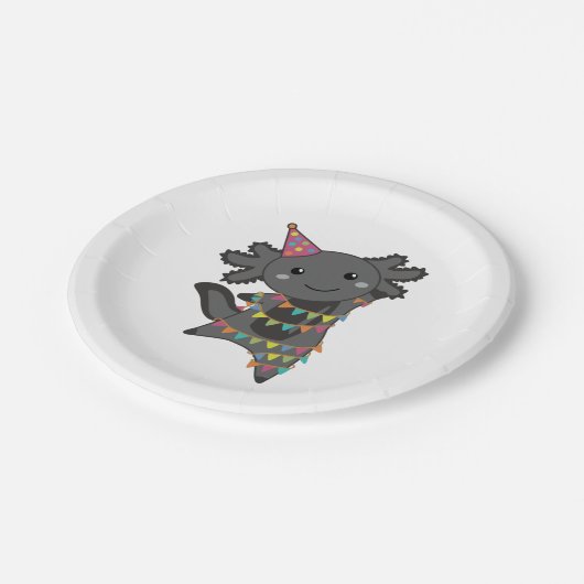 誕生日アクソロトルガーランド大人の布顔マスク ペーパープレート (アングル)