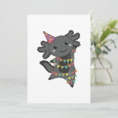 誕生日アクソロトルガーランド大人の布顔マスク 招待状 (スタンド正面)