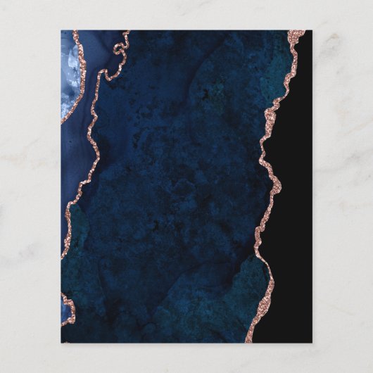 誕生日アゲート大理石ブルーバラ予算の招待 チラシ (裏面)