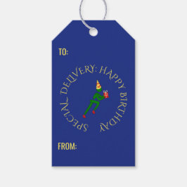 誕生日アスリートカスタム文字グリーンブルー ギフトタグ