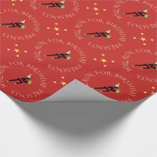 誕生日アスリートカスタム文字ブラック ラッピングペーパー (角)