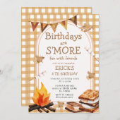 誕生日アズモーレスおもしろいキャンプファイアギンガム 招待状 (正面/裏面)