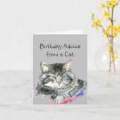 誕生日アドバイス猫おもしろいユーモア カード (黄色い花)