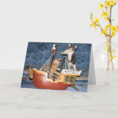 誕生日アドベンチャー – ネコ/キットン誕生日カード カード (黄色い花)