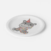 誕生日アニマルカワイトヒッポ子供へバースデーパーティー ペーパープレート (アングル)