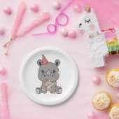 誕生日アニマルキュートなサイ子供へノ誕生日パーティー ペーパープレート (パーティー)