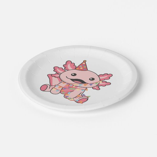 誕生日アニマルキュートアクソロトル子供の誕生日パーティー ペーパープレート (アングル)