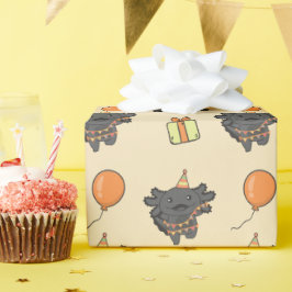 誕生日アニマルキュートアクソロトル子供の誕生日パーティー ラッピングペーパー