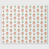 誕生日アニマルキュートキツネ子供の誕生日パーティー ラッピングペーパー (フラット)