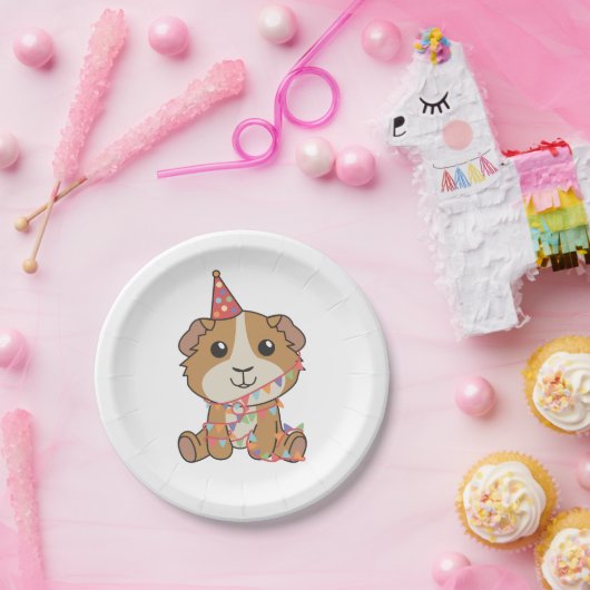 誕生日アニマルキュートギニアピグ誕生日パーティー ペーパープレート (パーティー)