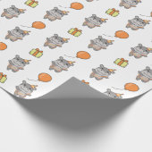 誕生日アニマルキュートヒッポ子供の誕生日パーティー ラッピングペーパー (角)