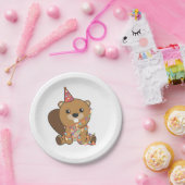 誕生日アニマルキュートビーバー子供の誕生日パーティー ペーパープレート (パーティー)