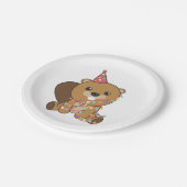 誕生日アニマルキュートビーバー子供の誕生日パーティー ペーパープレート (アングル)