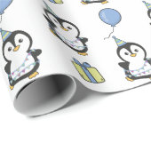 誕生日アニマルキュートペンギン子供の誕生日パーティー ラッピングペーパー (ロールコーナー)