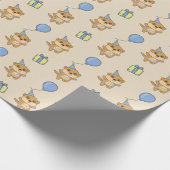 誕生日アニマルキュートメルカット子供の誕生日パーティー ラッピングペーパー (角)