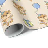 誕生日アニマルキュートメルカット子供の誕生日パーティー ラッピングペーパー (ロールコーナー)
