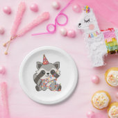 誕生日アニマルキュートラクーン子供の誕生日パーティー ペーパープレート (パーティー)