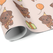 誕生日アニマルキュートラブラドール子供の誕生日パーティー ラッピングペーパー (ロールコーナー)