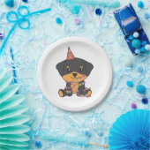 誕生日アニマルキュートロットワイラー誕生会 ペーパープレート (パーティー)