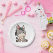 誕生日アニマルキュートロンドンキー子供の誕生日パーティー ペーパープレート (パーティー)